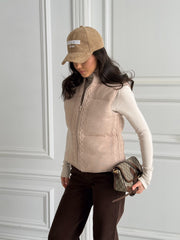 Paulette Cable-Knit Quilted Gilet in Beige