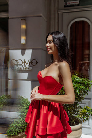 Valentine Strapless Tiered Mini Dress