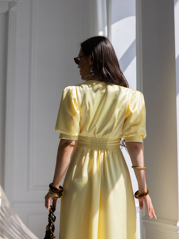 Chiara Button-Front Midi Dress – Yellow