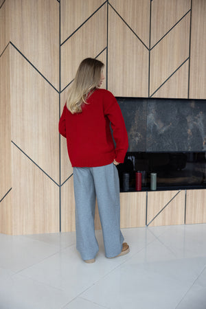 Marion Relaxed Crew Sweater – Red