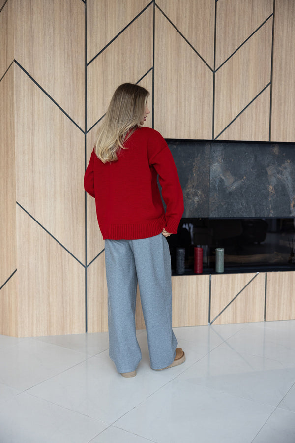 Marion Relaxed Crew Sweater – Red