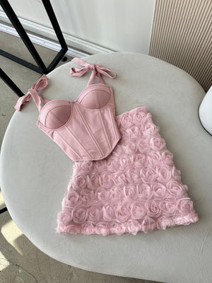 Émeraude Corset Top & Textured Skirt Set