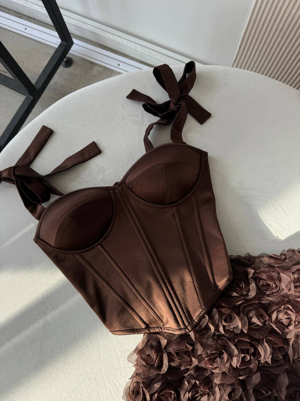 Émeraude Corset Top & Textured Skirt Set