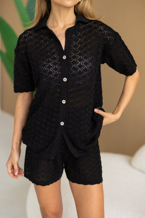 Nora Shirt & Shorts Set – Black