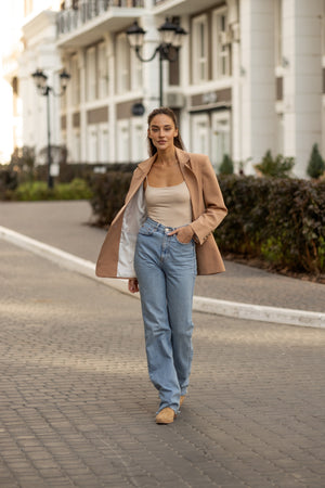 Gwendoline Double-Breasted Oversized Blazer – Champagne