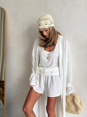 Albertine Knit Three-Piece Lounge Set – Milk White