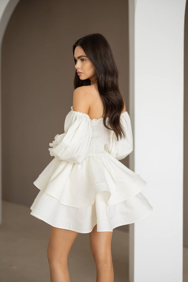 Zélie Shirred Off-Shoulder Mini Dress