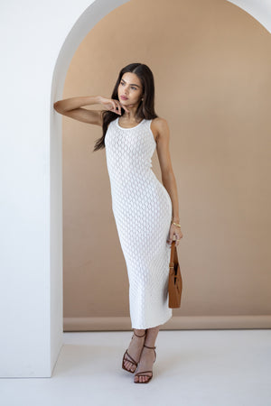Talia Crochet Knit Maxi Dress – Milk White