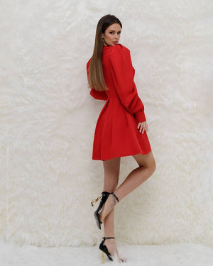 Sidonie High-Neck Puff-Sleeve Mini Dress