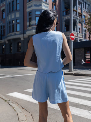 Sienna Waistcoat & Shorts Set – Blue
