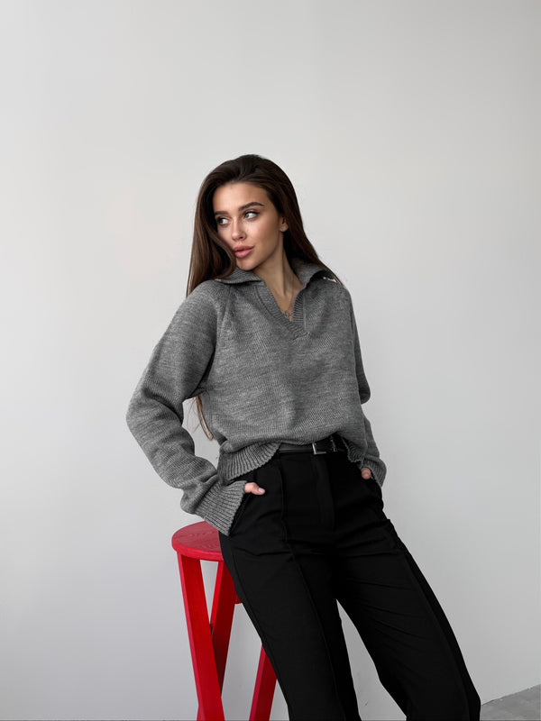 Elin Knit Blouse – Grey