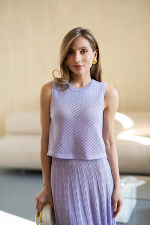 Ophélie Knit Top & Pleated Skirt Set – Lavender