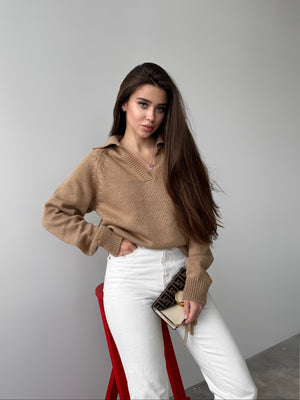 Elin Knit Blouse – Camel