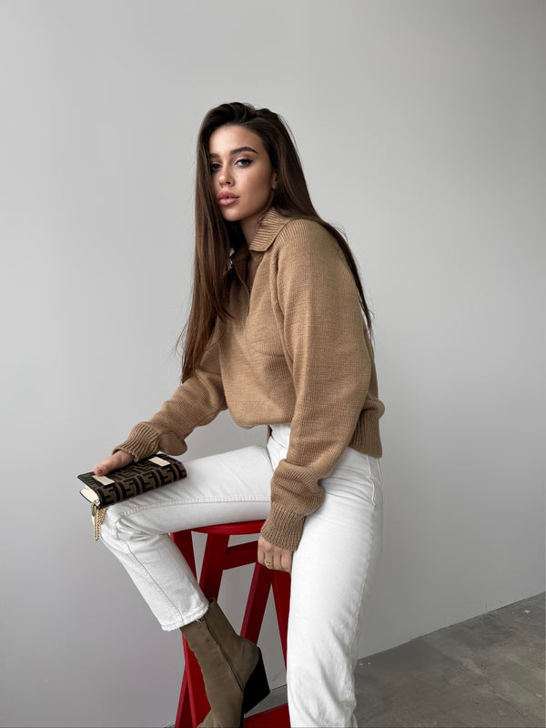 Elin Knit Blouse – Camel