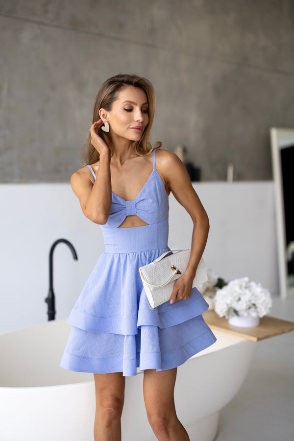 Margaux Polka Dot Mini Dress – Blue