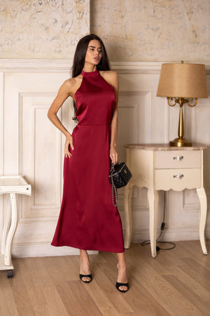Océane Halter Jumpsuit – Burgundy