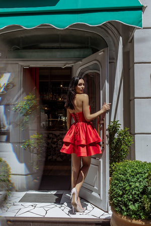 Valentine Strapless Tiered Mini Dress