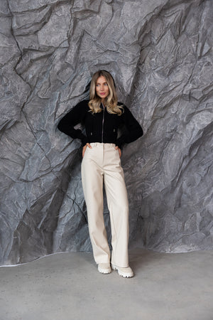 Capucine Cropped Zip Knit Jacket – Black