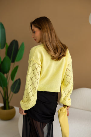 Jacinthe Fine Knit Cardigan – Yellow