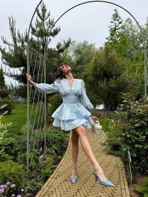 Noëlle Organza Balloon-Sleeve Mini Dress