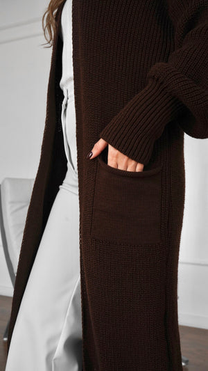 Selene Longline Cardigan – Brown