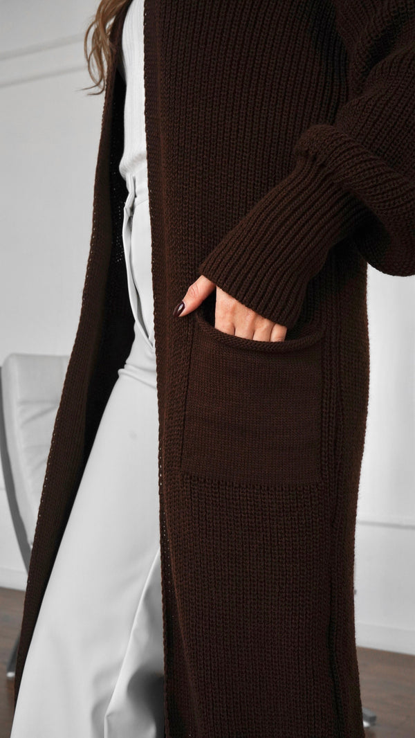 Selene Longline Cardigan – Brown
