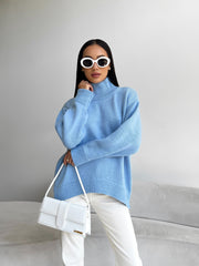 Maëlle Oversized Knit Sweater in Light Blue