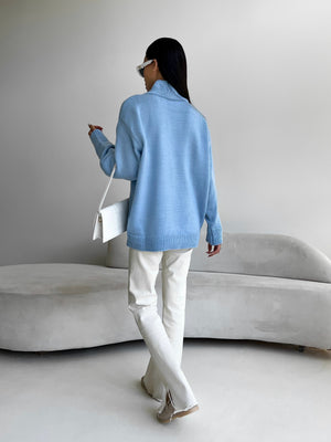 Maëlle Oversized Knit Sweater – Sky Blue