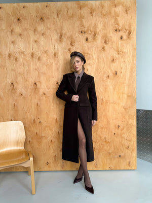 Irène Single-Breasted Wool Coat – Chocolate