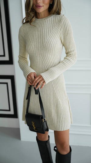 Séverine Buttoned Knit Dress – Milk White