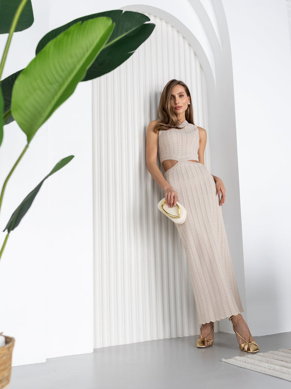 Alba Ribbed Knit Two-Piece – Beige