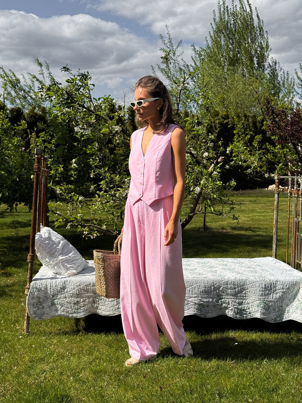 Blanche Waistcoat & Trouser Suit – Pink