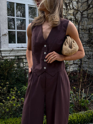 Blanche Waistcoat & Trouser Suit – Brown