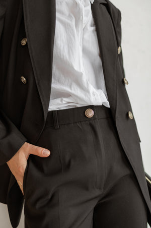 Victoire Double-Breasted Suit Set – Black