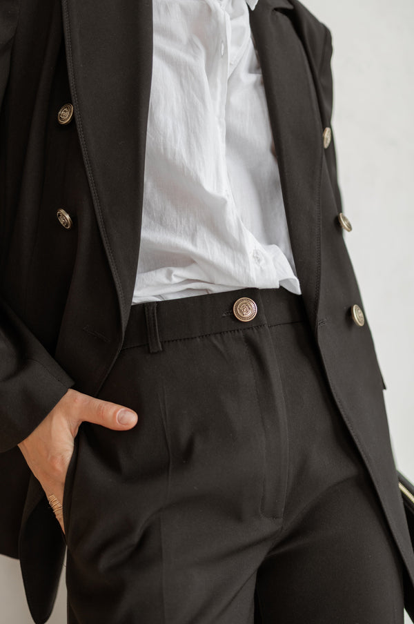 Victoire Double-Breasted Suit Set – Black