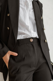 Victoire Double-Breasted Suit Set in Black