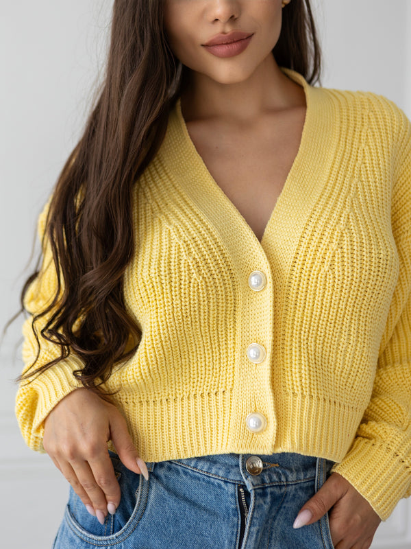 Willa Cropped Cardigan – Yellow