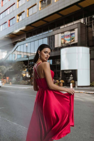 Prudence Satin Halter Maxi Dress