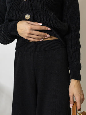 Adélaïde Knit Cardigan & Trouser Set – Black