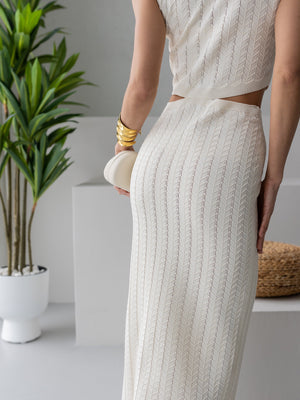 Alba Ribbed Knit Two-Piece – Milk White