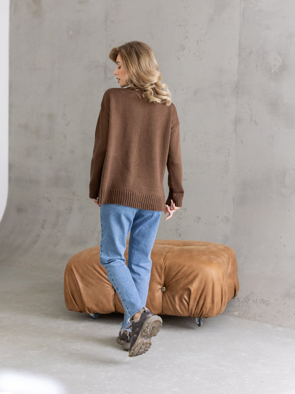 Marion Relaxed Crew Sweater – Brown