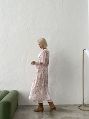 Domitille Collared Floral Midi Dress in Powder Floral