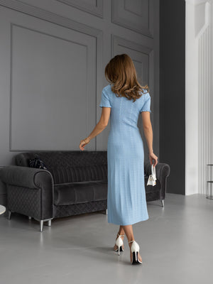Margot Ribbed Midi Dress – Sky Blue