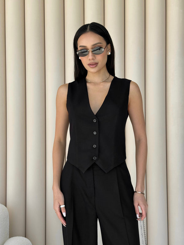 Blanche Waistcoat & Trouser Suit – Black