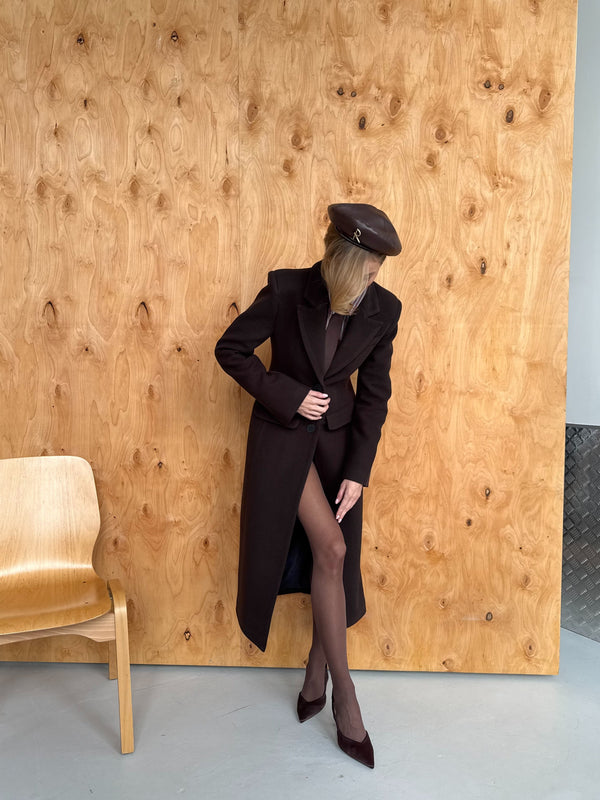 Irène Single-Breasted Wool Coat – Chocolate