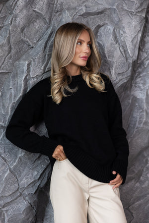 Marion Relaxed Crew Sweater – Black