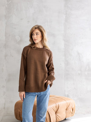 Marion Relaxed Crew Sweater – Brown