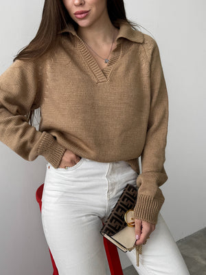 Elin Knit Blouse – Camel