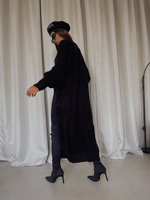 Selene Longline Cardigan – Black