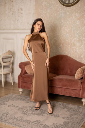 Océane Halter Jumpsuit – Brown